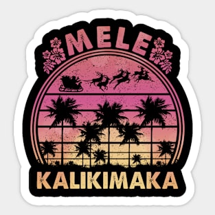 Mele Kalikimaka Retro Hawaiian Christmas Family Vacation Sticker